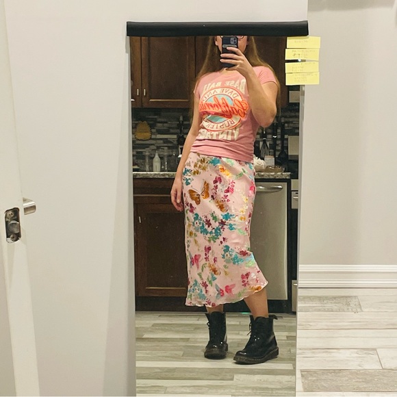 Anthro Italian BELLA VALENTINA Silk Diagonal Slim fit Midi Slip Skirt - Picture 4 of 16